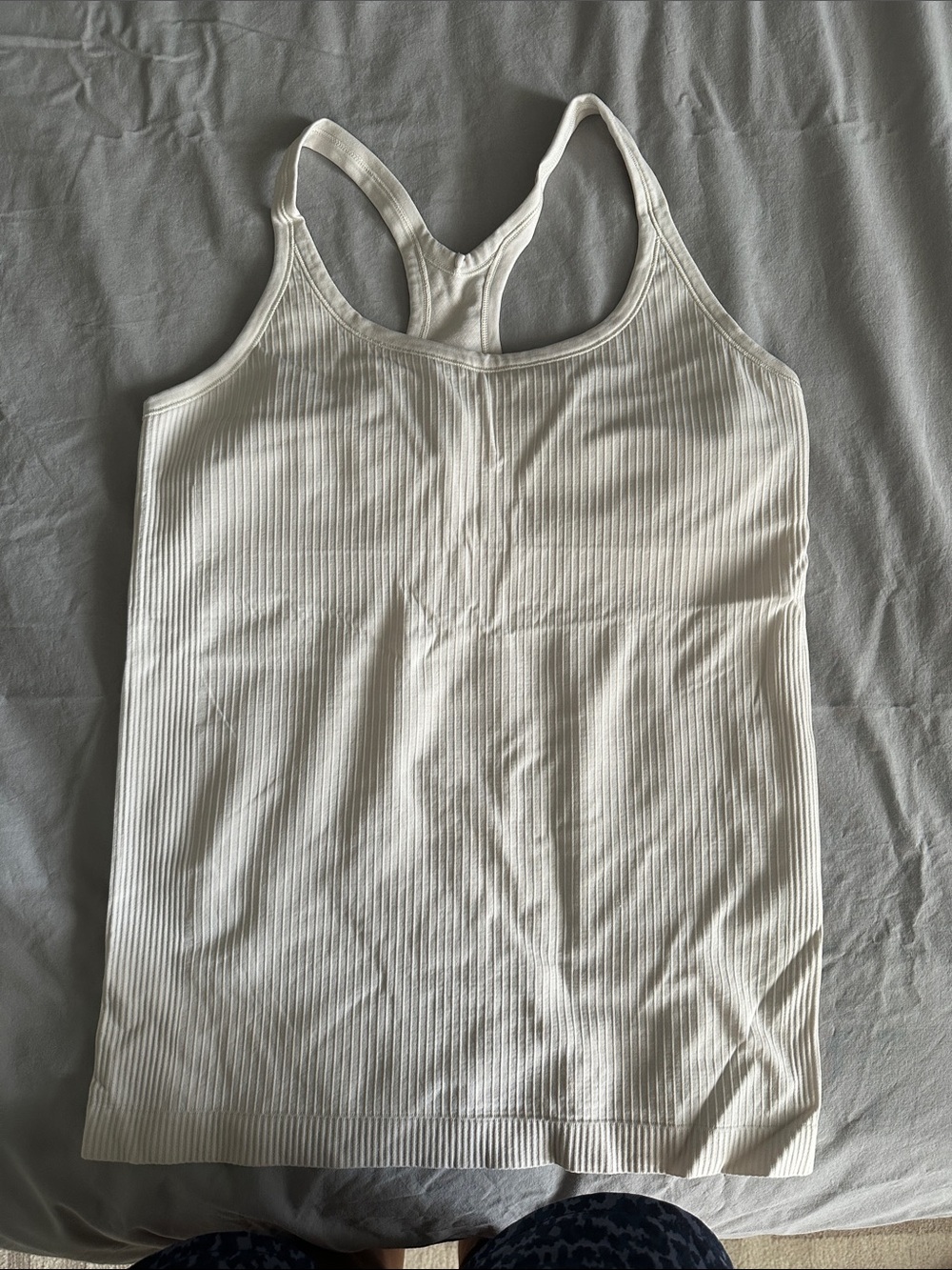 Lululemon White Ribbed Racerback Tank Top
